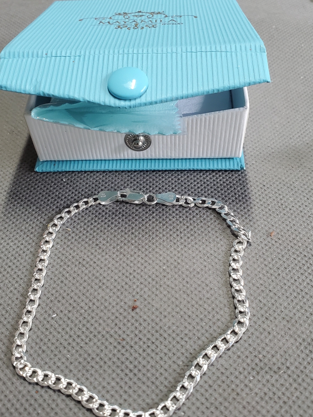 MayaMila 925 Sterling Silver 3.5mm Curb Chain Bracelet 8" Unisex Gift Box   New